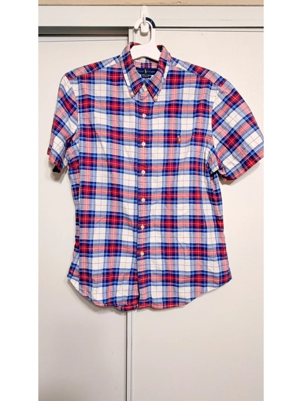Ralph Lauren Boys Large 16-18 Classic Fit Plaid Short Sleeve Shirt